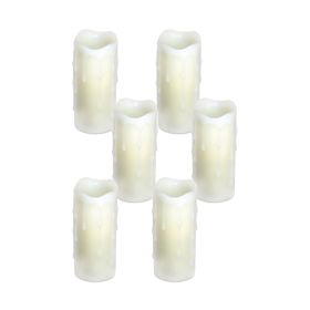 LED Wax Dripping Pillar Candle (Set of 6) 1.75"Dx4"H Wax/Plastic - 2 AA Batteries Not Incld.