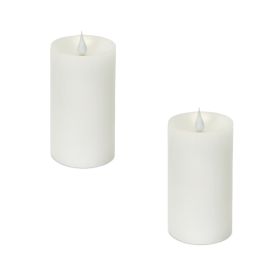 Simplux LED Pillar Candle w/Moving Flame (Set of 2)  3"D x 5"H