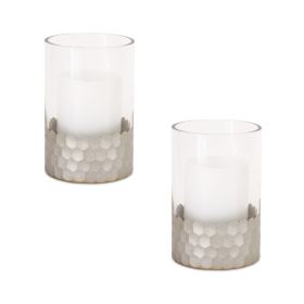 Candle Holder  (Set of 2) 4"Dx6"H Glass