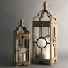 Lantern (Set of 2) 19.5"H, 28"H Wood/Glass