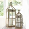 Lantern (Set of 2) 19"H, 27"H Wood/Glass