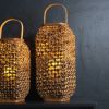 Lantern 20"H Wicker/Glass