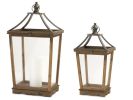 Lantern (Set of 2) 24"H, 30.5"H Wood/Glass