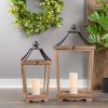 Lantern (Set of 2) 24"H, 30.5"H Wood/Glass