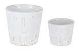 Pot (Set of 2) 4.25"D x 3.5"H, 5.5"D x 5.25"H Porcelain