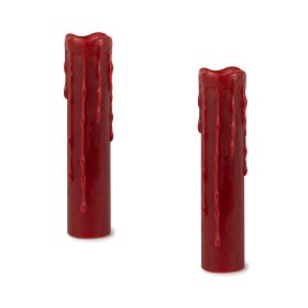 LED Wax Dripping Pillar Candle with remote and 4 and 8 Hour Timer (Set of 2) 1.75"Dx8"H Wax/Plastic