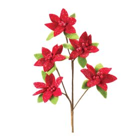 Poinsettia Spray (Set of 6) 26"H Polyester Stem