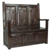 Hand Carved Dark Wood Solid Mahogany Patio Bench