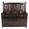 Hand Carved Dark Wood Solid Mahogany Patio Bench