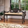 Hand-Carved Dark Wood Solid Mahogany Bench