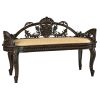 Hand-Carved Dark Wood Solid Mahogany Bench