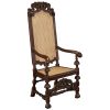 Hand-Carved Dark Wood Solid Mahogany Armchair