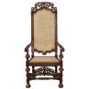 Hand-Carved Dark Wood Solid Mahogany Armchair