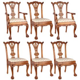 S/6 ENGLISH CHIPPENDALE CHAIRS