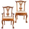 Set Of 6 Pine Wood Chippendale Dining Chairs