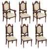 Set Of 6 Solid Mahogany Upholstered Dining Chairs