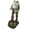 Outdoor Garden Toad Lawn Mower Frog Statue