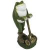 Outdoor Garden Toad Lawn Mower Frog Statue