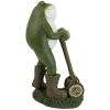 Outdoor Garden Toad Lawn Mower Frog Statue