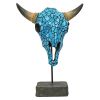 Outdoor Garden Turquoise Cow Skull Statue