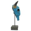 Outdoor Garden Turquoise Cow Skull Statue