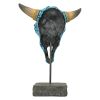 Outdoor Garden Turquoise Cow Skull Statue