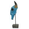 Outdoor Garden Turquoise Cow Skull Statue