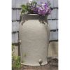 Grey SandStone 50-Gallon Plastic Urn Rain Barrel with Planter Top