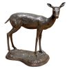 Solid Bronze Mother Doe On Base Garden Statue