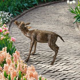 STANDING FAWN BRONZE STATUE