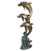 Triple Leap Dolphins Pipped Outdoor Bronze Statue