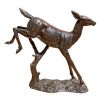 Solid Bronze Leaping Deer Statue