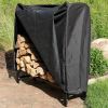 4-Ft Indoor Outdoor Black Metal Firewood Holder Log Rack with Cover