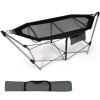 Black Portable Camping Foldable Hammock with Stand and Carry Case