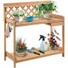 Solid Wood Garden Work Table Potting Bench in Natural Finish