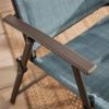 Set of 2 - Outdoor Folding Patio Dining Chair with Blue Denim Padded Seat