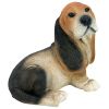 Black & Brown Basset Outdoor Garden Puppy Statue