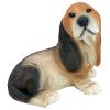 Black & Brown Basset Outdoor Garden Puppy Statue