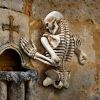 Ascending Evil Climbing Skeleton Frieze Halloween Wall Statue