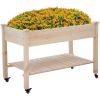 2ft x 4ft Outdoor Solid Fir Wood Raised Garden Bed Planter Box on Locking Wheels