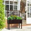 Espresso Fir Wood Elevated Raised Garden Bed With Stylish Climbing Trellis