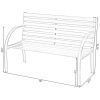 Outdoor Black Metal Frame Garden Bench with Wood Slats and Curved Armrests