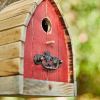 Vintage Farmhouse Style Red Solid Wood Outdoor Birdhouse