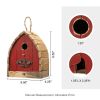 Vintage Farmhouse Style Red Solid Wood Outdoor Birdhouse