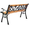 Flowers Outdoor Patio Park Cast Iron Garden Porch Chair Bench