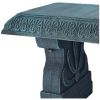 Black Fiber-Clay Resin Outdoor Garden Bench in Stone Finish