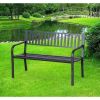 Outdoor Black Metal Garden Bench with 550 lb Max Weight Capacity