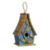 Farmhouse Hanging Birdhouse In Blue Green Yellow Brown