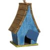 Farmhouse Hanging Birdhouse In Blue Green Yellow Brown