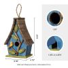 Farmhouse Hanging Birdhouse In Blue Green Yellow Brown